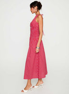 Lilienne Cotton Poplin Maxi Dress Red Stripe