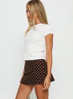 Tejano Mini Skirt Brown Polka Dot