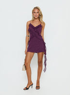 Kinara Ruffle Mini Dress Purple