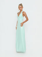 Isanna Halter Sequin Maxi Dress Jelly Mint