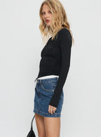 Nickei Denim Mini Skirt Mid Wash