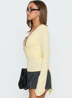 Madelon Long Sleeve Wrap Top Butter