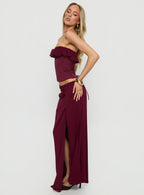 Hollian Draped Maxi Skirt Wine