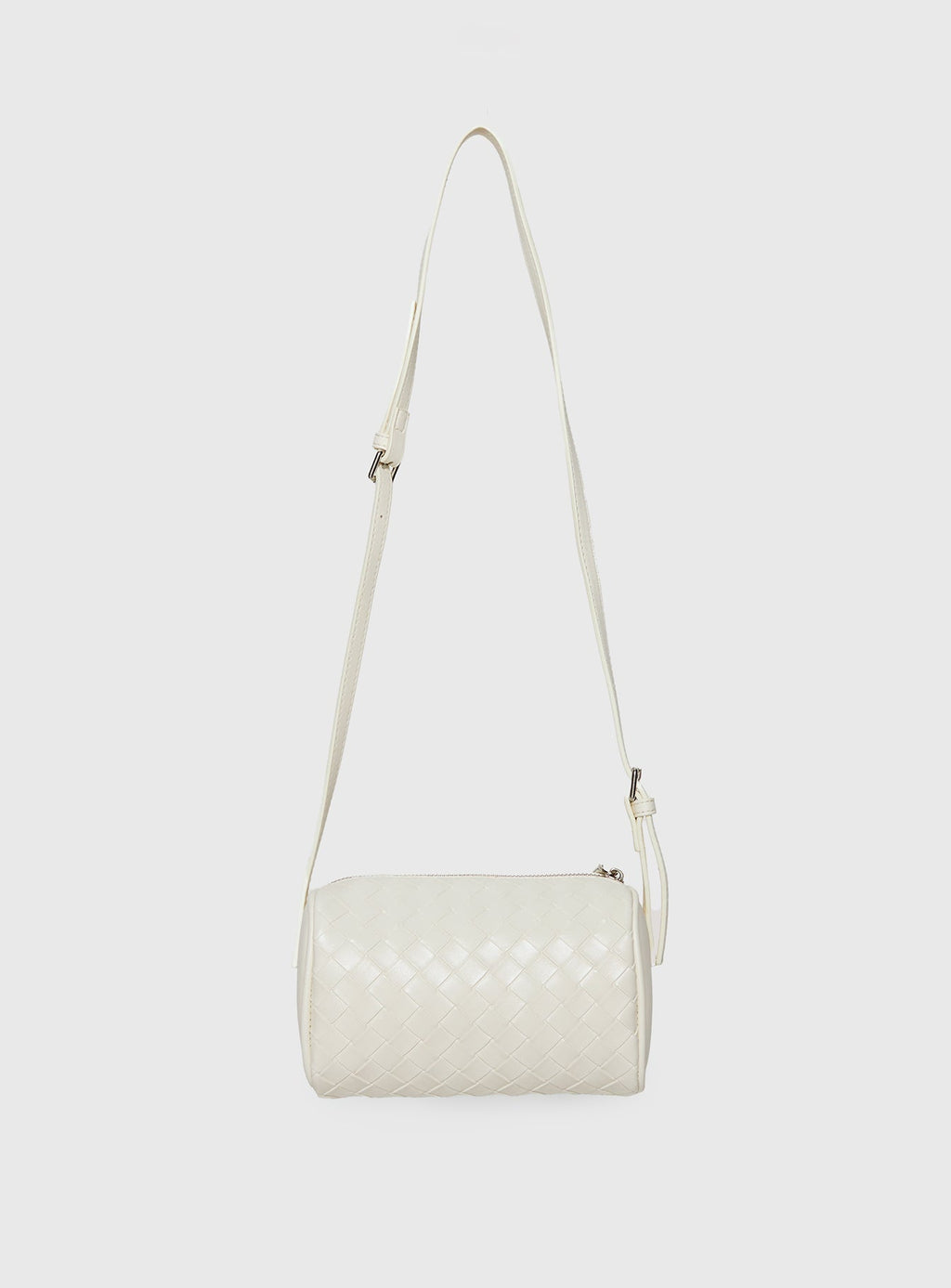 Corlee Woven Faux Leather Cylinder Bag Cream