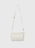 Corlee Woven Faux Leather Cylinder Bag Cream