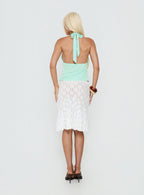 Elphie Sheer Lace Midi Skirt White