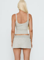 Dynah Tie Waist Tipping Mini Skort Grey Marle / Blue