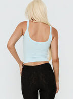 Kasper Cinched Longline Tank Blue