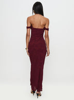 Azura Off The Shoulder Maxi Dress Burgundy