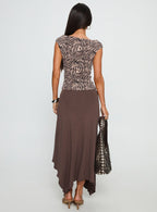 Futura Asymmetrical Midi Skirt Chocolate