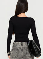 Evangelene Long Sleeve Top Black