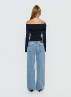 Ellanor Low Rise Slouch Denim Jean Washed Mid Blue Wash