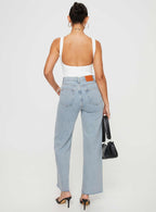 Fawcett High Rise Straight Leg Jeans Light Blue Wash Petite