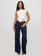 Darla Low Rise Straight Leg Jean Dark Blue Wash Petite