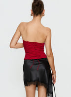 Idette Lace Asymmetrical Mini Skirt Black