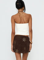 Nanci Beaded Mini Skirt Brown