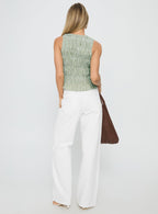 Serenitia Mid Rise Straight Leg Relaxed Jeans White Wash