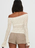 Mochapella Off The Shoulder Top White