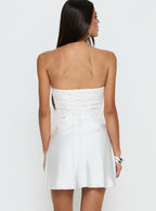Jenevieve Strapless Drape Mini Dress White