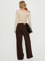 Naylor Mid Rise Wide Leg Jeans Brown