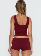 Serae Lace Trim Tank Top Cherry
