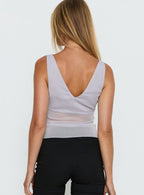 No Place Like Home Lace Trim V-Neck Top Lilac