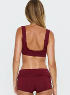 Flissie Plunge Lace Bralette Burgundy