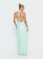 Isanna Halter Sequin Maxi Dress Jelly Mint