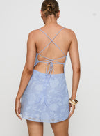 Celena Mini Dress Light Blue Burnout
