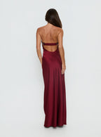 See The Vision Sequin Bust Strapless Maxi Dress Burgundy