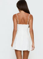 Bloomie Lace Godet Mini Dress White