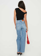 Henesey High Rise Straight Leg Jeans Mid Blue Wash