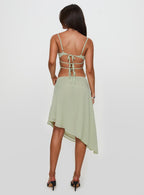 Pappilion Asymmetrical Midi Skirt Sage Petite