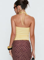 Lysandra Button Halter Top Butter Yellow