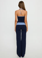 Kobee Jersey Flare Pants Navy / Light Blue