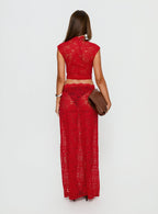 Vionna Lace Maxi Skirt Red