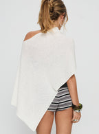 Rouse Off Shoulder Knit Poncho White