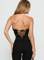 Afelia Strapless Corset Top Black