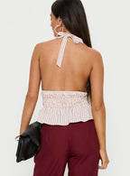 Perpetua Halter Neck Top Red / White Stripe