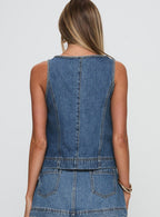 Stefenie Denim Tie Top Mid Wash