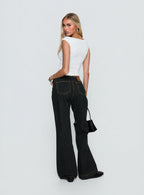 Slow Ride Mid Rise Bootleg Belted Jeans Grunge Wash