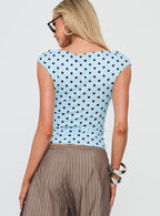 Cheirosa Off Shoulder Top Blue / Brown