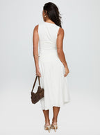 Heart Of Gold Linen Blend Midi Skirt White