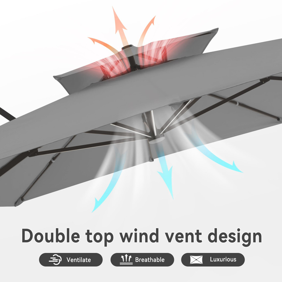 Cantilever Outdoor Patio Umbrella with Led Lights