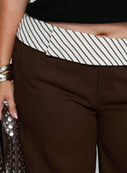 Past Life Fold Over Waistband Pant Brown / Stripe Curve