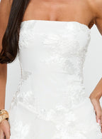 Meadow of Dreams Strapless Mini Dress White Floral Burnout