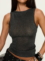 No Pretending Top Black Glitter