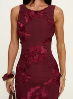 Fionna Floral Maxi Dress Burgundy