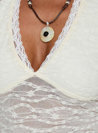 Snowdrift Lace Halter Top Cream