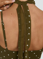 Mishy Scarf Detail Cami Top Olive Polka
